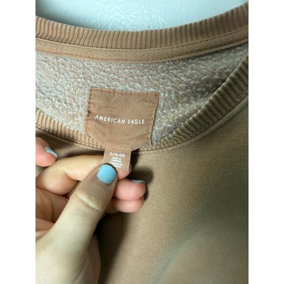 American Eagle Women's Light Brown Babydoll Mini Sweatshirt Dress Size XL - Picture 4 of 7